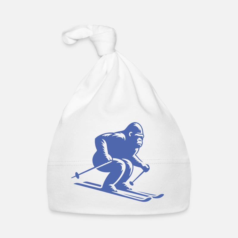 Monkey Gorilla Chimpanzee Ski Silhouette Design Organic Baby Cap