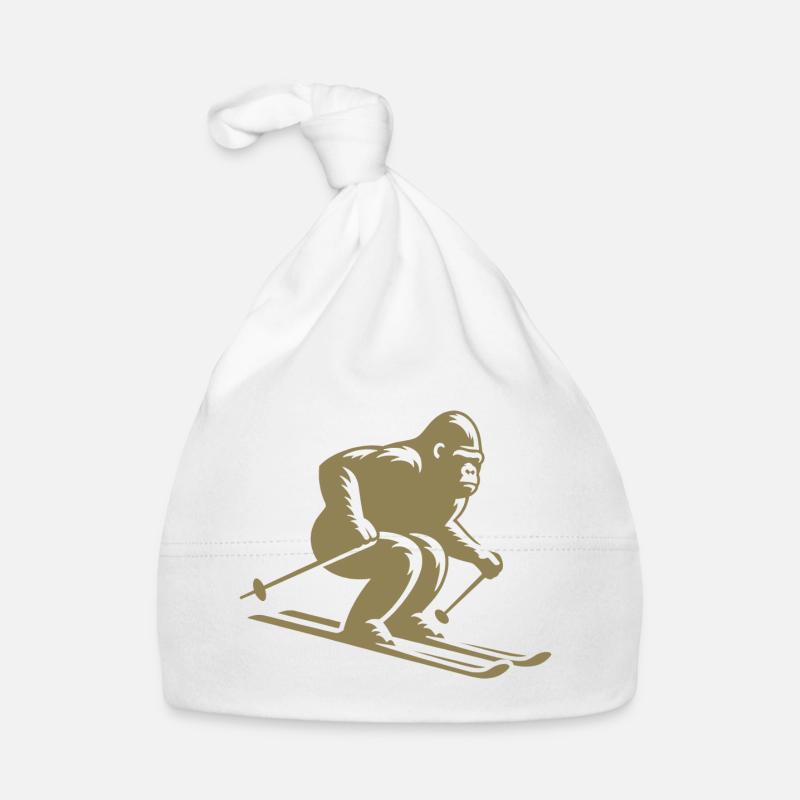 Monkey Gorilla Chimpanzee Ski Silhouette Design Organic Baby Cap