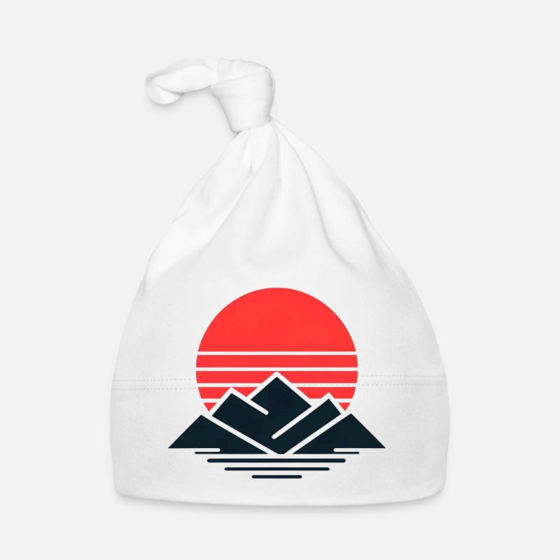 Striped Sunset Peaks - Organic Baby Cap - white