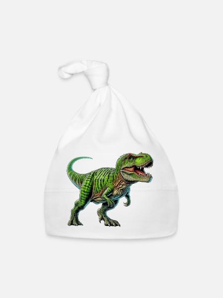 Dinosaur - Organic Baby Cap - white - Front