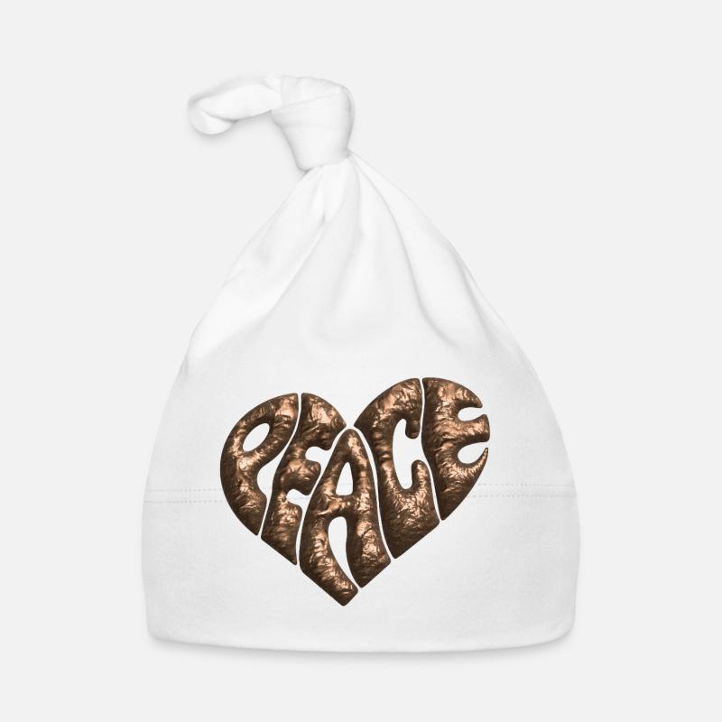 Peace Heart 3d Copper Organic Baby Cap