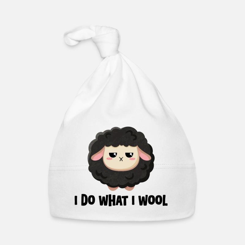 Cute black sheep grumpy with saying Organic Baby Cap
