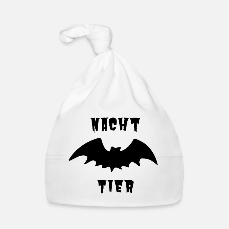 Nachttier_schwarz_1 - Baby Bio-Mütze - Weiß