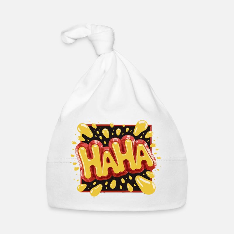 Design de style bande dessinée dynamique Haha Bonnet bio Bébé