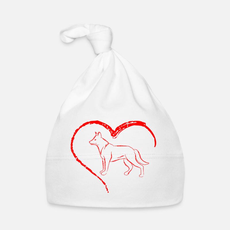 Coeur avec silhouette de chien Bonnet bio Bébé