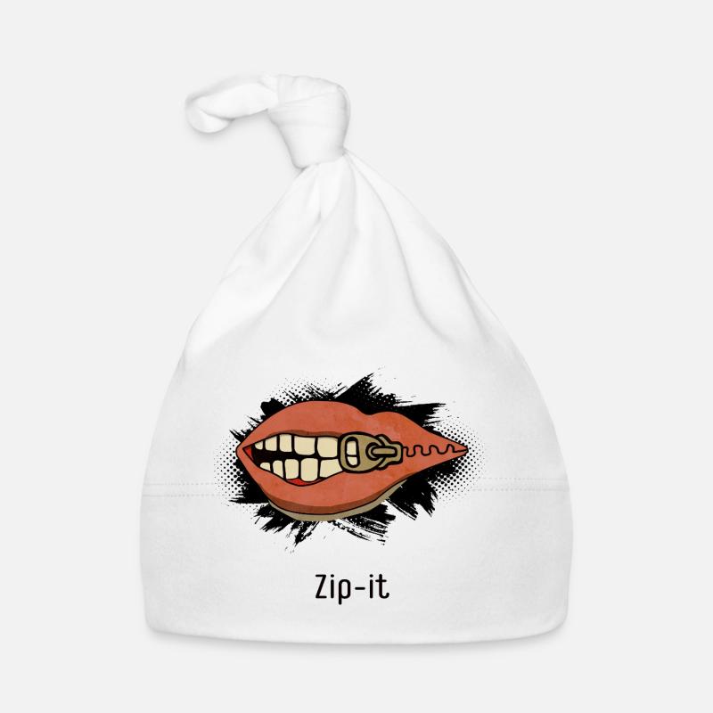 Zip it – cheeky statement in a pop art look Organic Baby Cap
