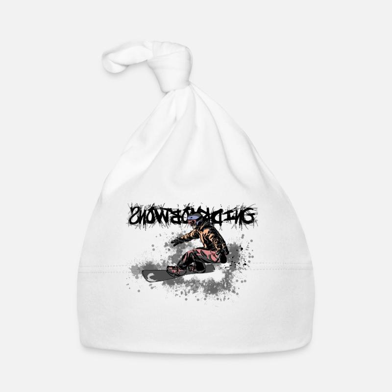 Dynamischer Snowboarder im Actionstil Baby Bio-Mütze