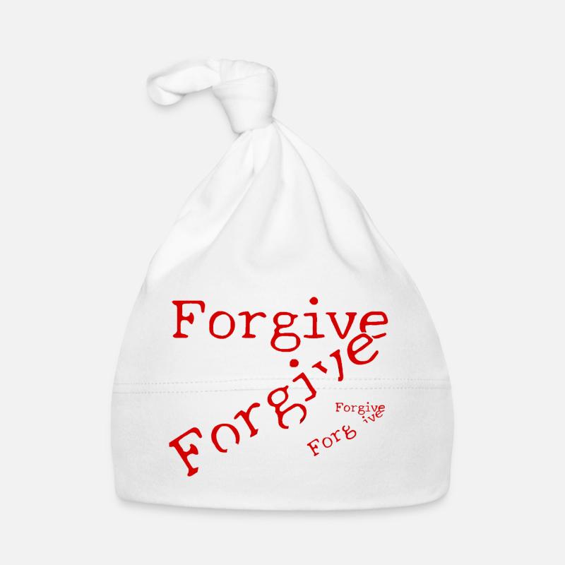 Le pardon en typographie rouge Bonnet bio Bébé
