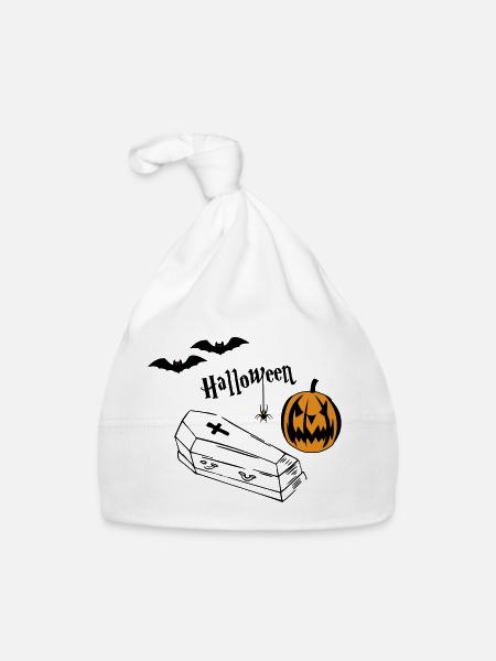 Halloween Kürbis Silhouette - Baby Bio-Mütze - Weiß - Vorne