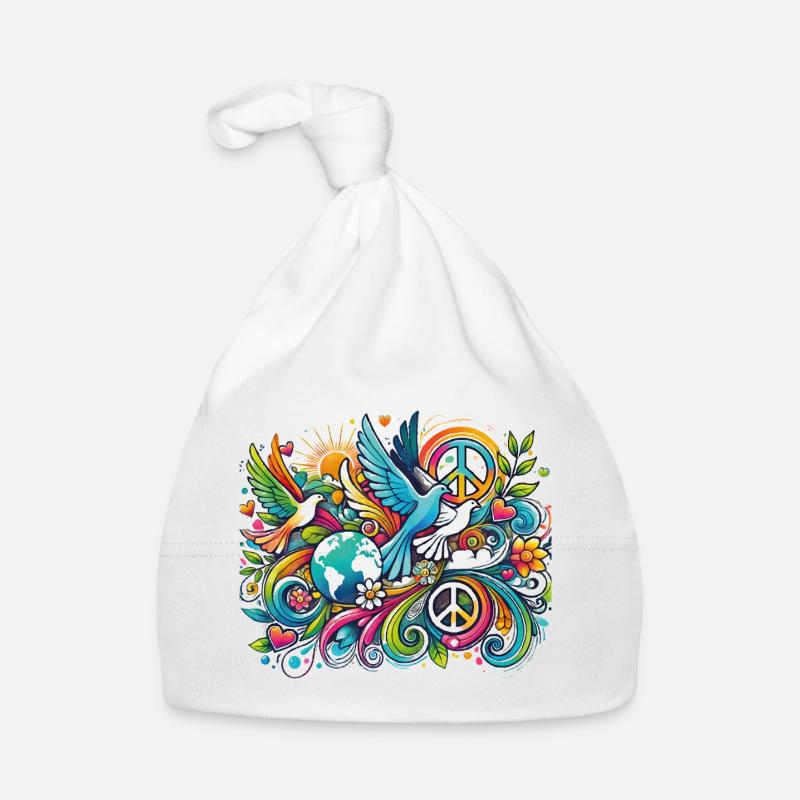 Farbexplosion Friedensvogel- Tag des Friedens Baby Bio-Mütze