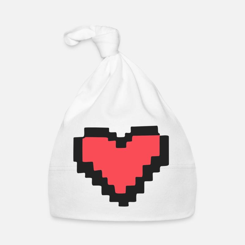 Pixel Art Herz Rot 8-Bit Retro Liebe	 Baby Bio-Mütze