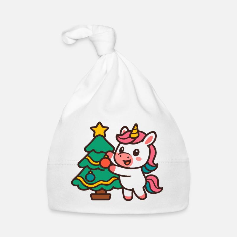 Cute Unicorn Decorating Christmas Tree Organic Baby Cap