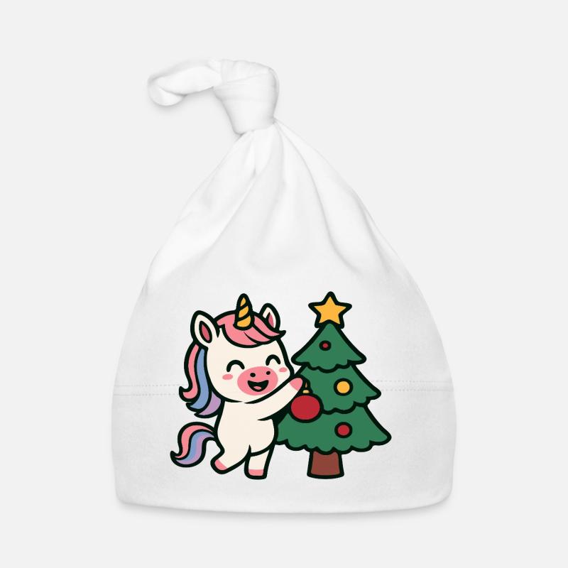 Niedlicher Einhorn-Weihnachtsbaum Baby Bio-Mütze