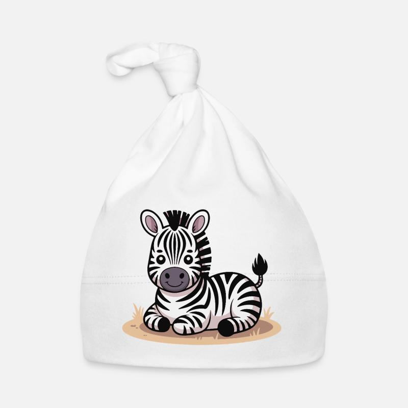 Cuddly Zebra Baby Motif Organic Baby Cap
