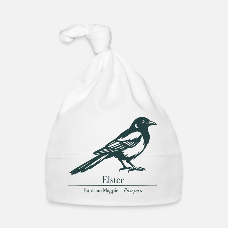 Magpie Silhouette | Ornithology | Drawing Organic Baby Cap