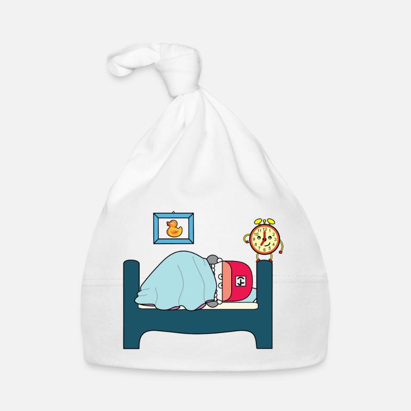 Bedtime Duck Sleepy Cartoon Scene Organic Baby Cap