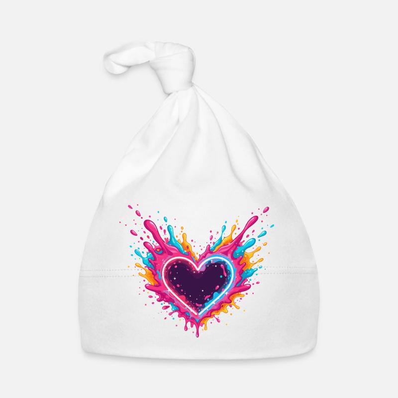 Colorful Heart Splashes Love Organic Baby Cap