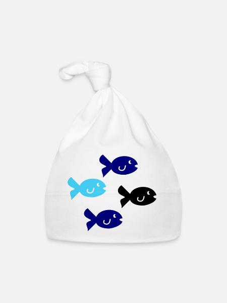 Silhouette des Poissons - Bonnet bio Bébé - blanc - Devant