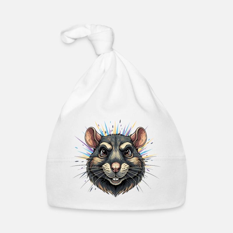 Bunter Rattenkopf mit Farbausbruch Baby Bio-Mütze