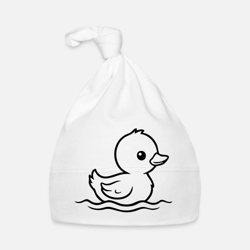 Baby Duck Swimming – Black & White Organic Baby Cap