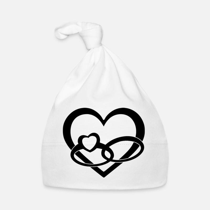 Cœur Noir & Bagues de mariage - Amour & Mariage Bonnet bio Bébé