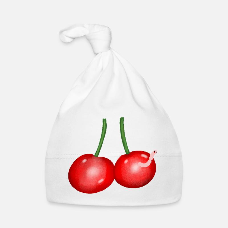 Cherries Cartoon Worm Fruit Cherry Organic Baby Cap