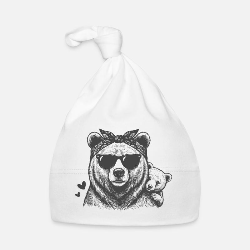 Mama Bear with Baby Organic Baby Cap