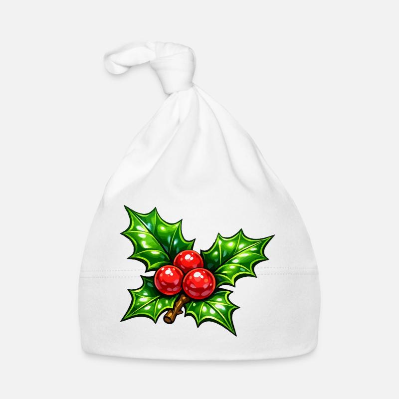 Stechpalme mit Beeren Baby Bio-Mütze