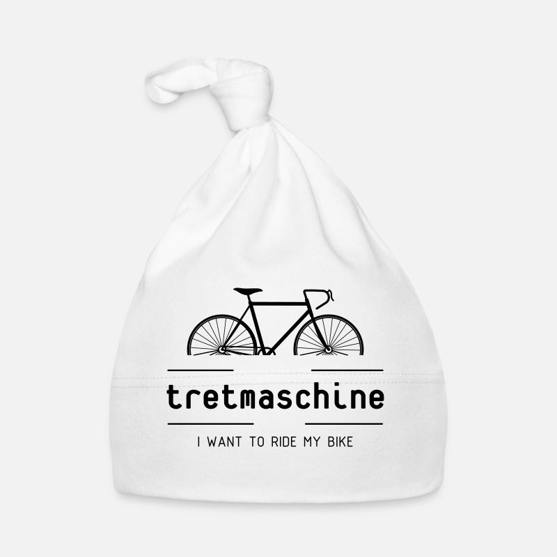 Tretmaschine oder auch Fahrrad genannt. - Baby Bio-Mütze - Weiß