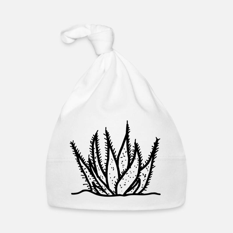 Aloe vera agave dessin de cactus - Bonnet bio Bébé - blanc