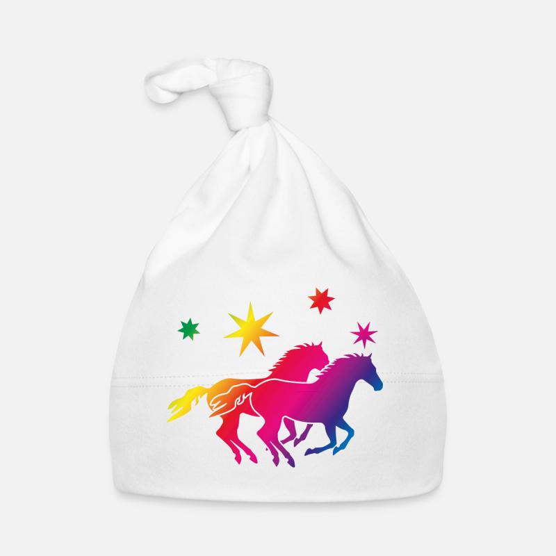 Regenbogenpferde Sternenglanz - Baby Bio-Mütze - Weiß