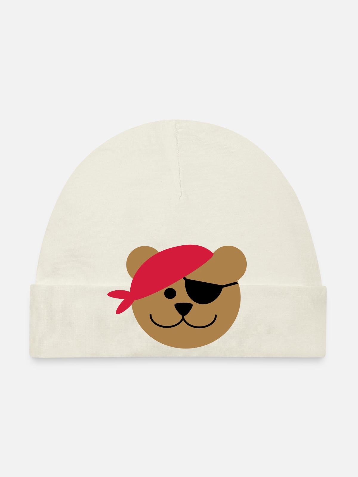 Piratenbär - Bonnet bio Bébé - blanc - Devant