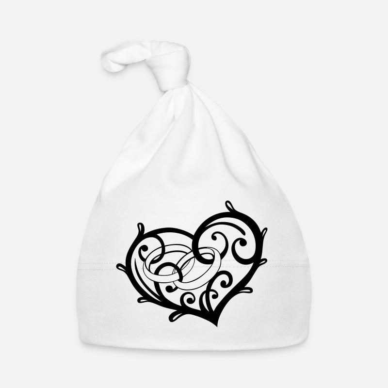 Cool design, big heart with rings, wedding Organic Baby Cap