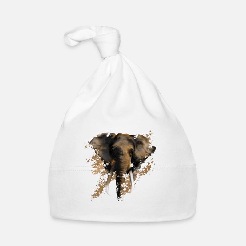 éléphant - Bonnet bio Bébé - blanc