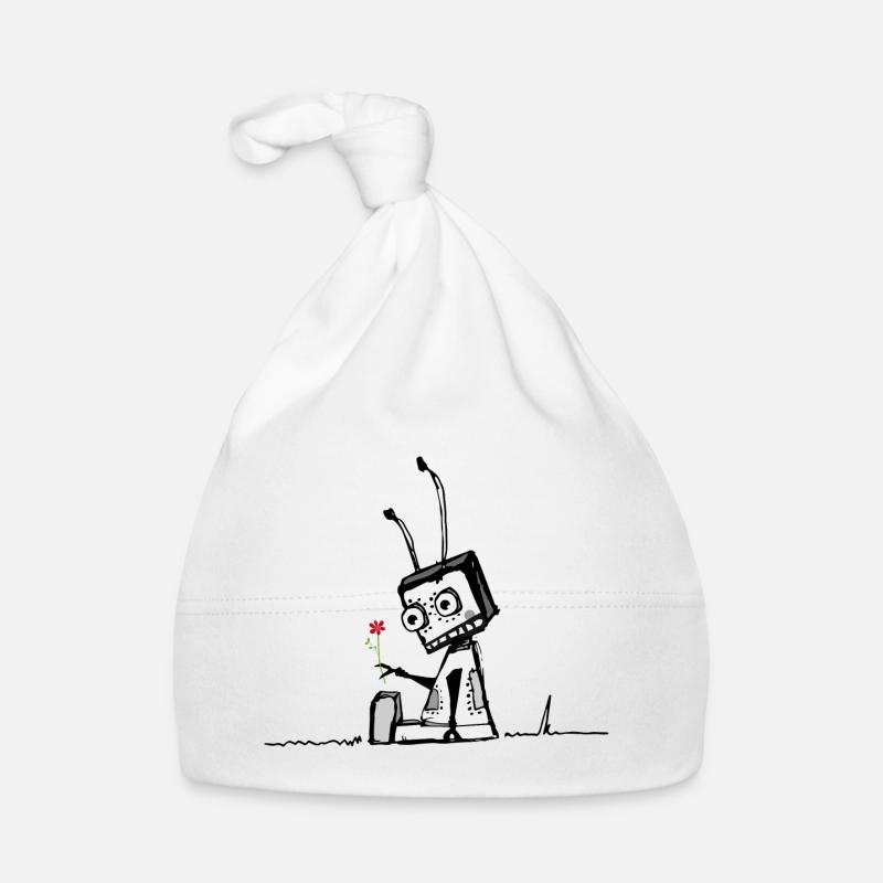 Roboter mit einer Blume Baby Bio-Mütze