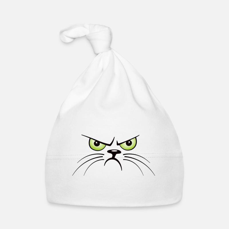 Masque visage chat en colère cadeau de chat en colère - Bonnet bio Bébé - blanc