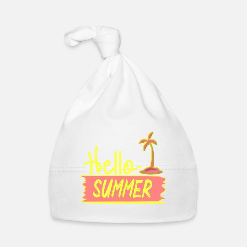 Hello SUMMER avec palme pour les jours d’été Bonnet bio Bébé