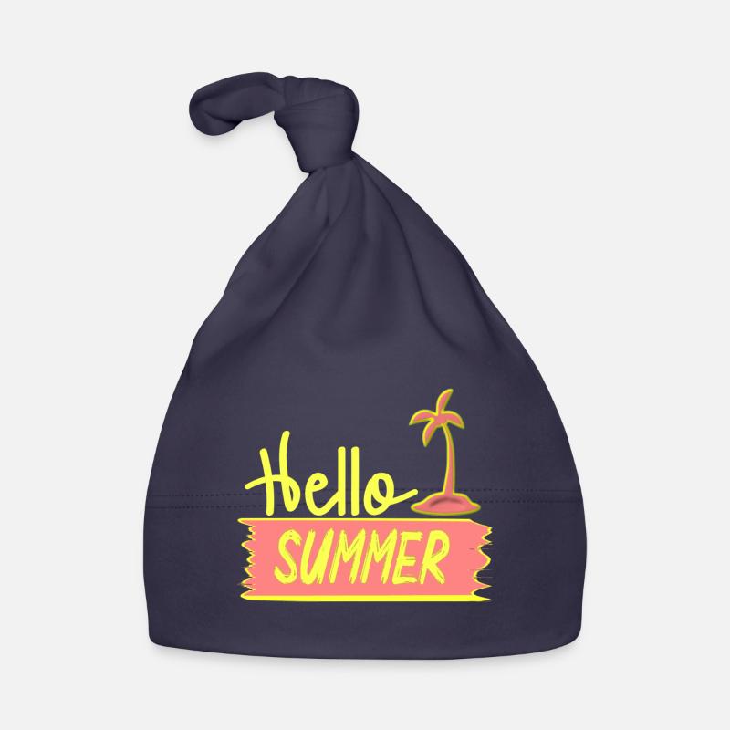 Hello SUMMER with palm tree for summer days Organic Baby Cap