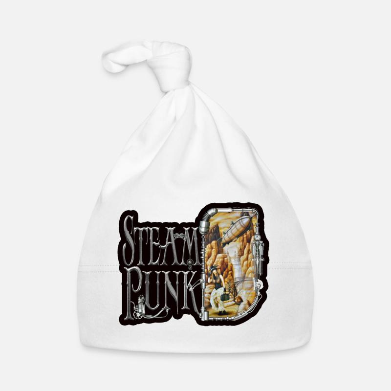 Steampunk - Organic Baby Cap - white