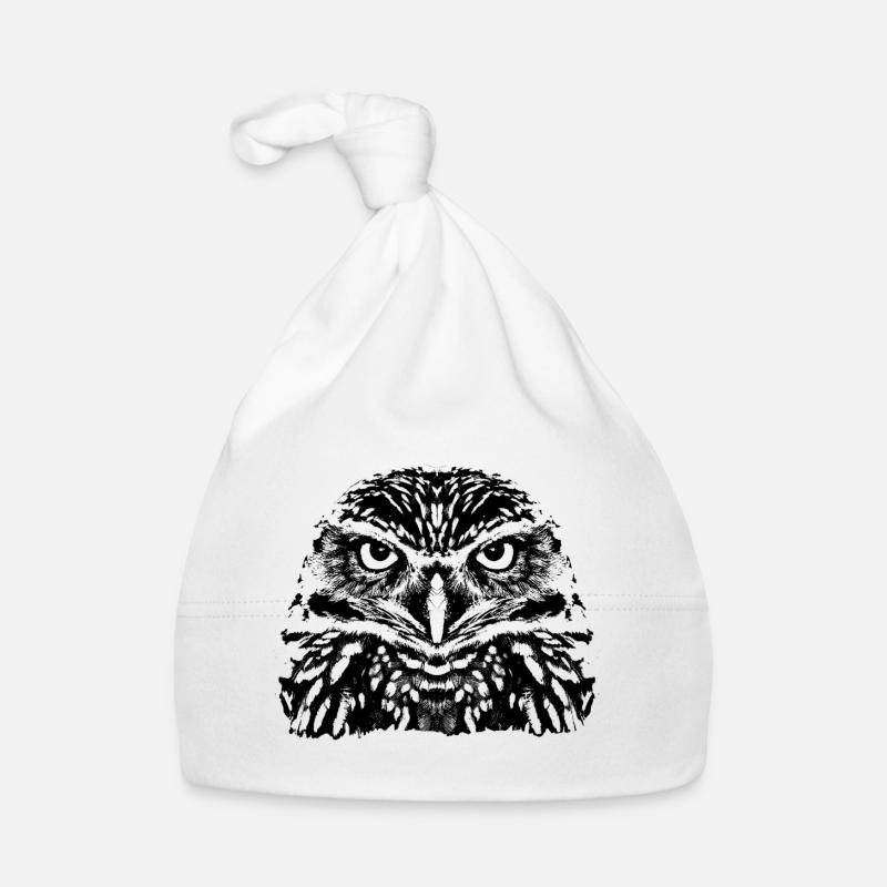 Die Eule / Le Hibou - Bonnet bio Bébé - blanc