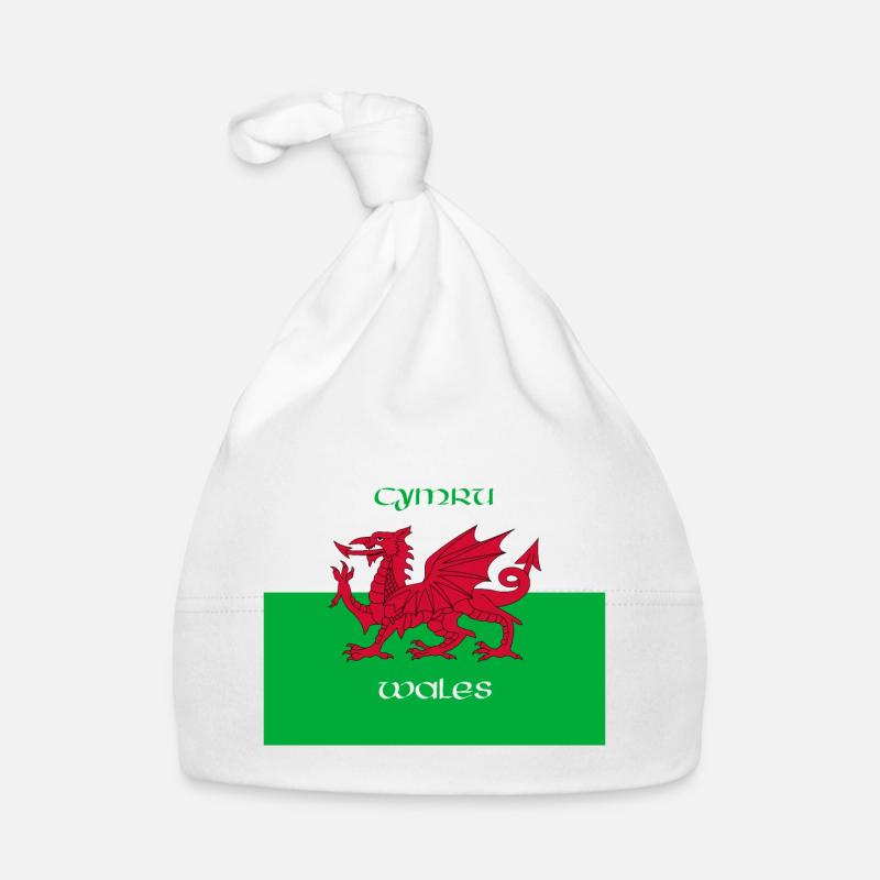 Drapeau Pays de Galles Cymru - Dragon Rouge sur Bonnet bio Bébé