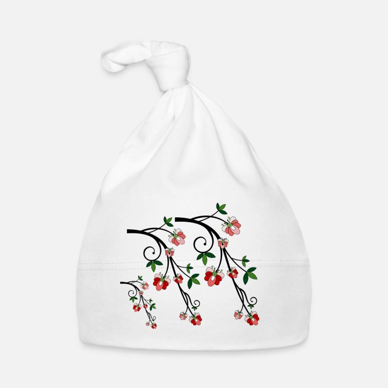 Fleurs naturelles - Bonnet bio Bébé - blanc