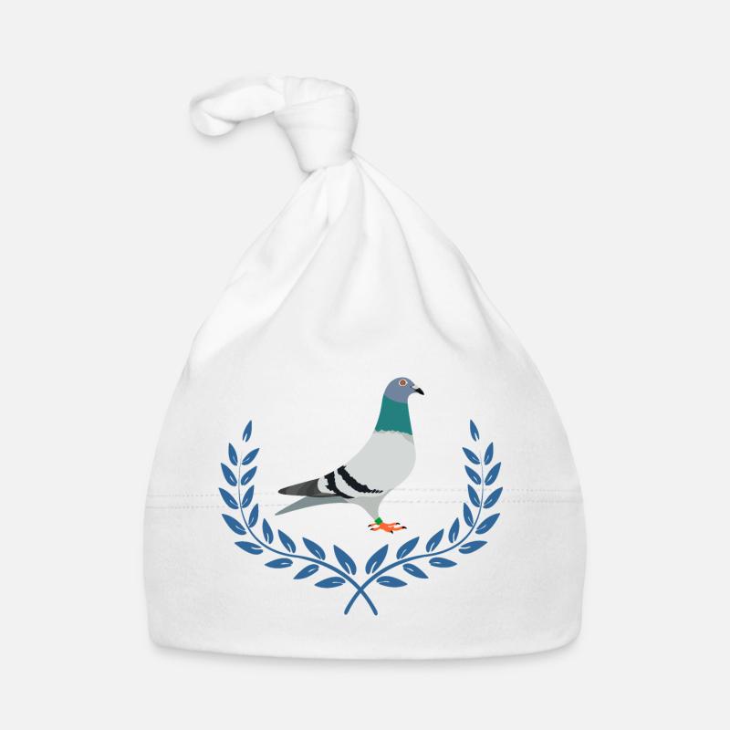 Blaue Brieftaube im halben Lorbeerkranz Logo Baby Bio-Mütze