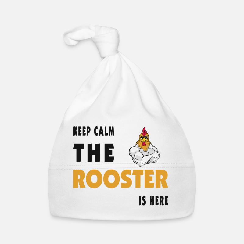 Keep Calm The Rooster Is Here Organic Baby Cap