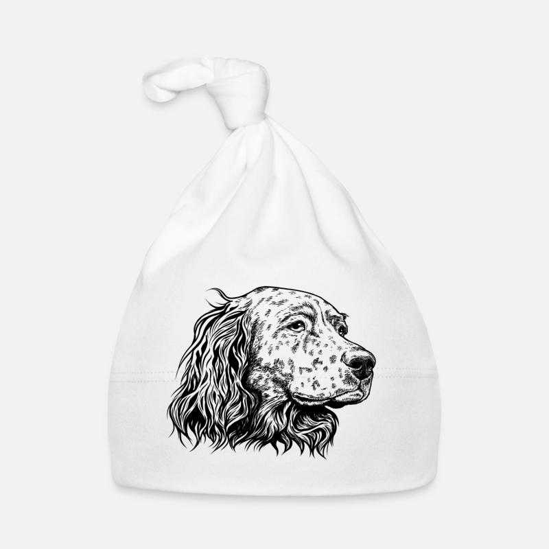 Portrait de setter anglais s - Bonnet bio Bébé - blanc