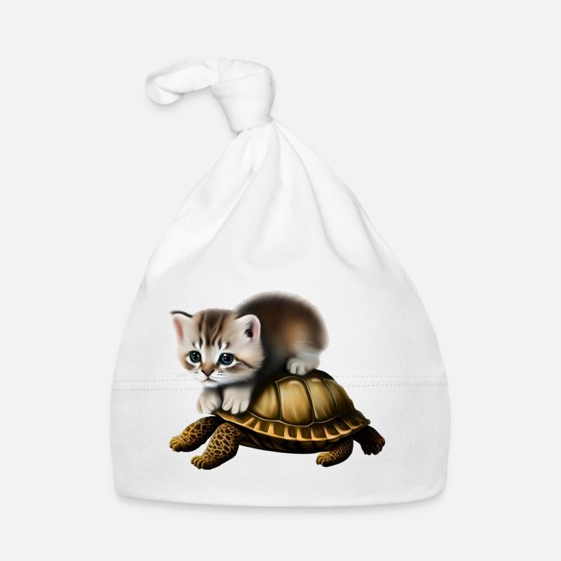 Chat sur tortue Bonnet bio Bébé