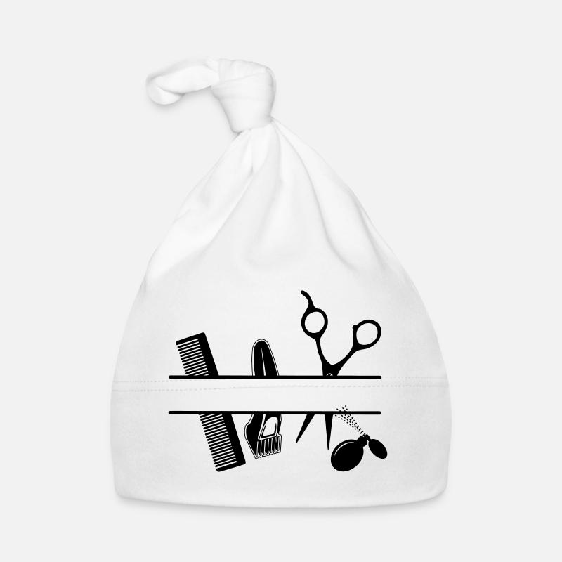 Bannière de texte d’attributs de coiffeurs Bonnet bio Bébé