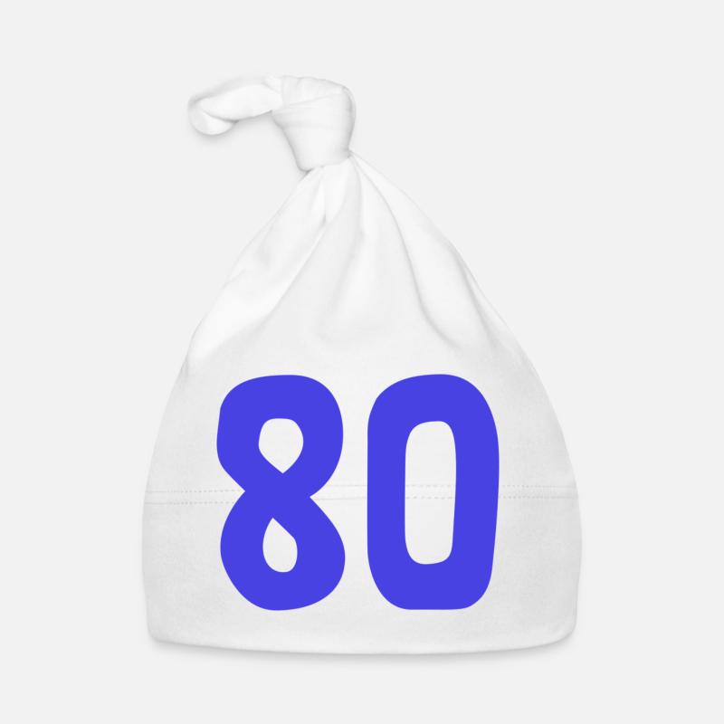 80. 80 ANS. 80e ANNIVERSAIRE. ANNIVERSAIRE 80 ANS. - Bonnet bio Bébé - blanc