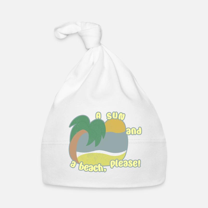 Soleil et plage - Bonnet bio Bébé - blanc