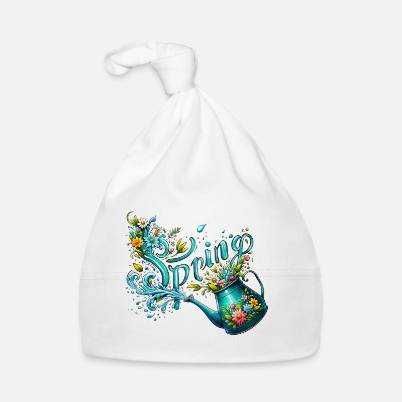 Spring Watering Can Let It Grow Spring Flowers Organic Baby Cap